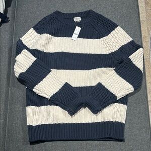 J.Crew Navy and Cream Knit Sweater NWT